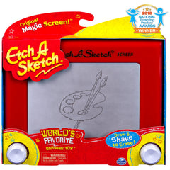 Etch A Sketch Classic red frame with knobs for immediate, screen-free doodling.