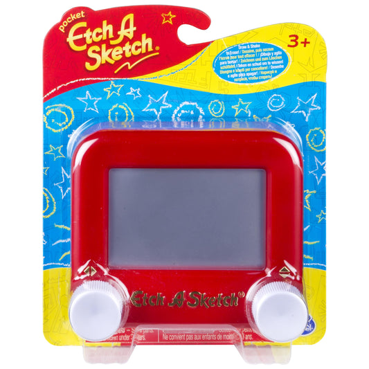 Etch A Sketch Mini pocket frame drawing, portable and screen-based creativity on the go