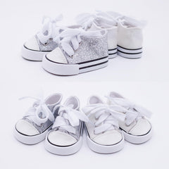 Etistta glitter canvas doll shoes in blue for vibrant doll wardrobes