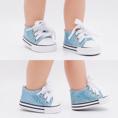 Etistta glitter canvas doll shoes in white create clean, classic doll looks