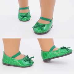Etistta glitter doll shoes green for mix-and-match doll wardrobes