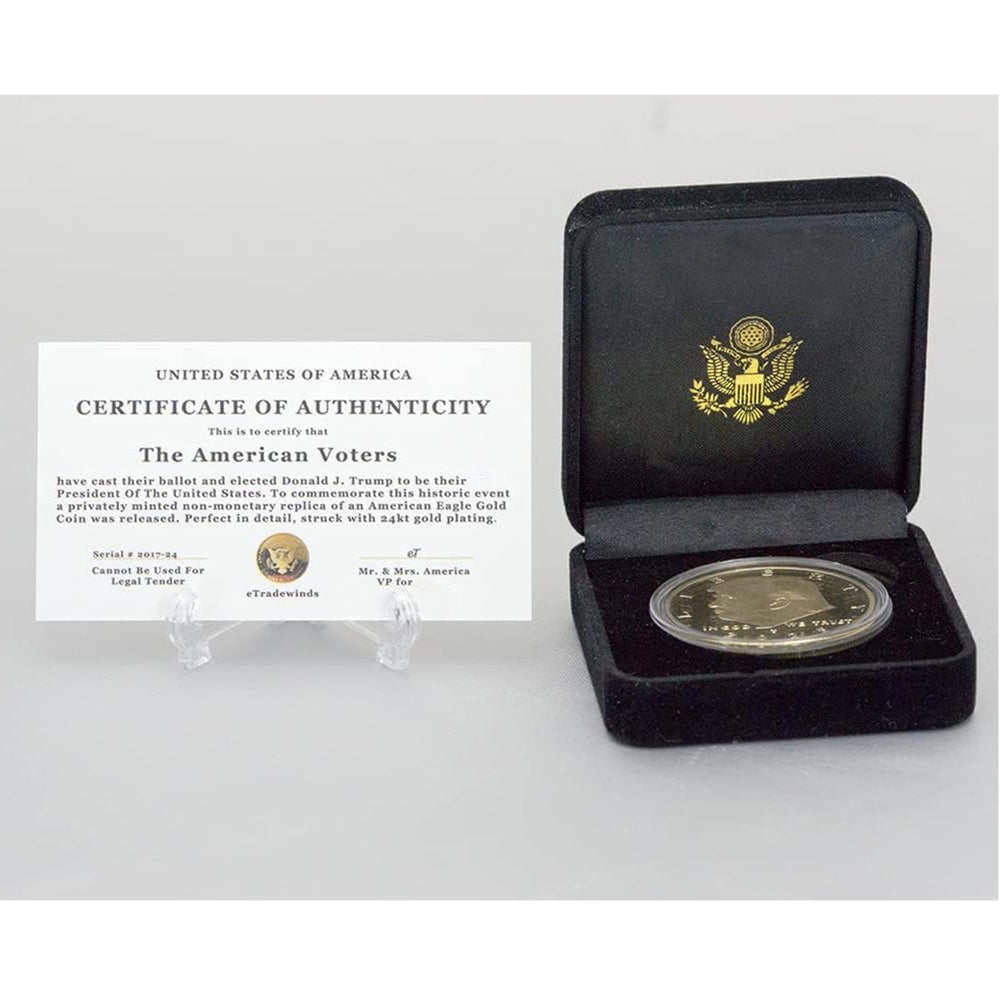 eTradewinds 24k gold plated commemorative coin with proof-like finish for display