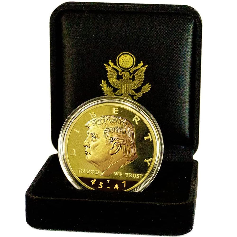 eTradewinds Donald Trump 45-47 gold coin in velvet case for elegant display