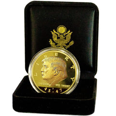 eTradewinds Donald Trump 45-47 gold coin in velvet case for elegant display