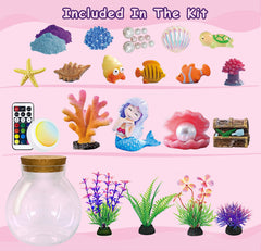 EUHQY Mermaid Terrarium Kit materials image shows all pieces for easy assembly