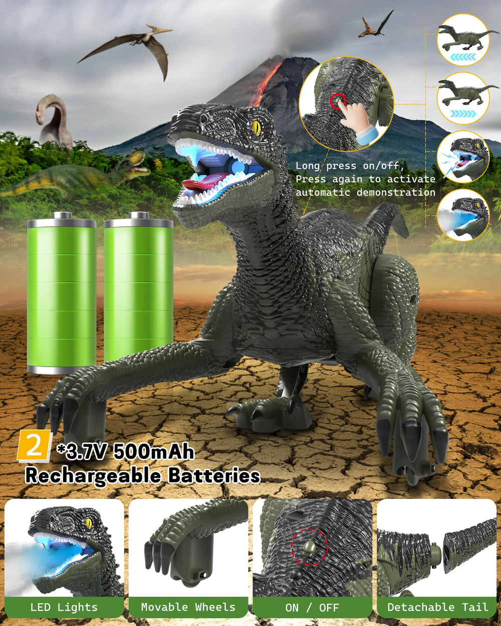 Eulogia RC dinosaur car spray and roar for immersive stories.