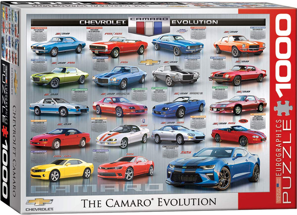 EuroGraphics Camaro Evolution puzzle box image showing sturdy packaging for ages 9–10.