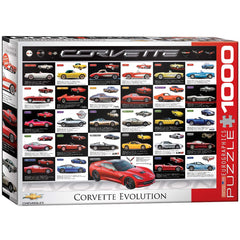 EuroGraphics Corvette Evolution 1000-piece puzzle box in blue, ideal for car fans and puzzle lovers
