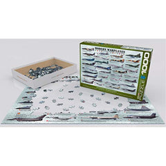 EuroGraphics Modern Warplanes puzzle assembled view showing detailed fighter aircraft for educational enjoyment.