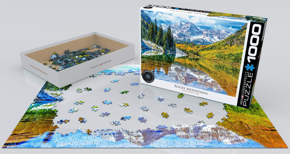 EuroGraphics Rocky Mountains finished puzzle laid out, inviting a satisfying completion for family or solo use.