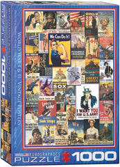 EuroGraphics 1000-piece puzzle with WWI and WWII posters, ideal for family nights.