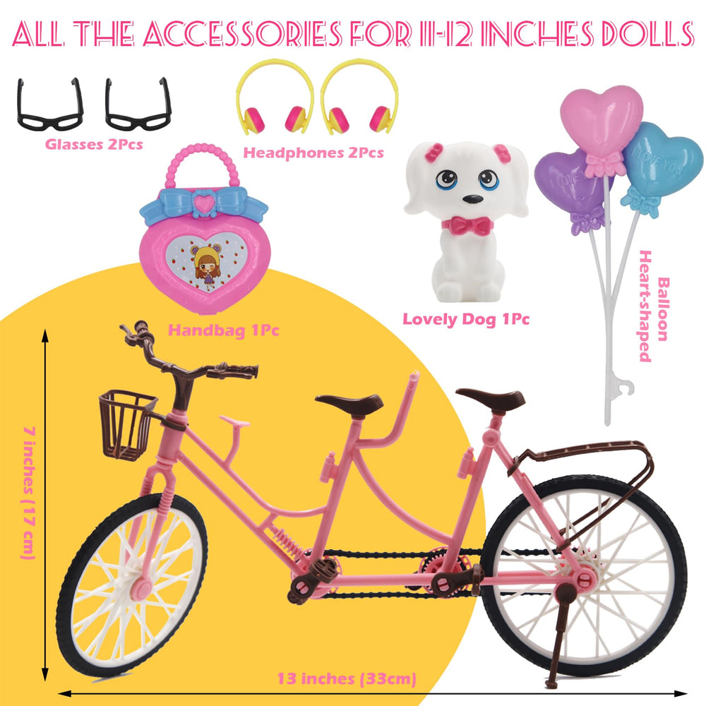 EuTengHao tandem bike accessory for 12-inch dolls, decor or play companion