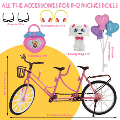 EuTengHao tandem bike accessory for 12-inch dolls, decor or play companion