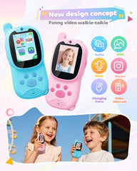 Eveedo video walkie talkie blue front view for safe outdoor chatting
