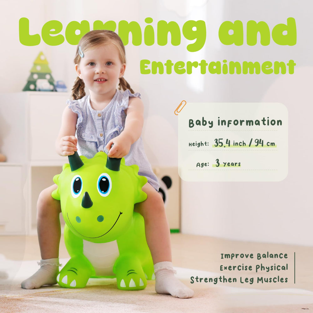 EVERICH TOY dinosaur bounce ride-on promotes balance and motor skills.