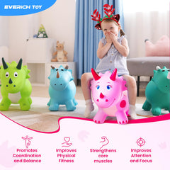 EVERICH TOY pink Triceratops hopper side view encourages active movement during play.