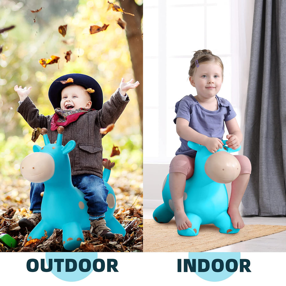 EVERICH TOY giraffe hopper indoor-outdoor use demonstrates versatile play spaces.