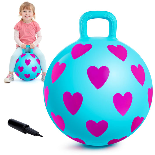 EVERICH TOY Hopper Ball with blue heart design and handle for active play