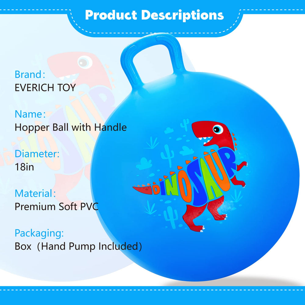 EVERICH TOY Hopper Ball with blue handle, side view, safe grip for little hands.