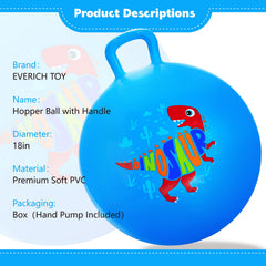 EVERICH TOY Hopper Ball with blue handle, side view, safe grip for little hands.
