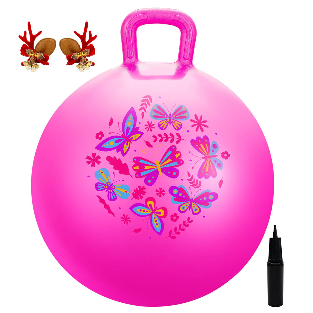 Everich Toy hopper ball with pink butterfly design for imaginative play.