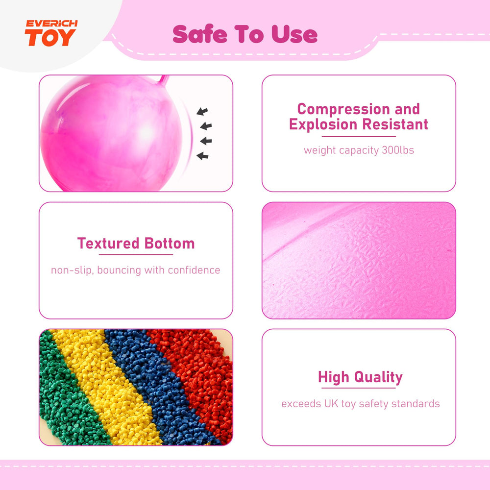 Textured bottom improves stability during hops for the EVERICH TOY hopper ball