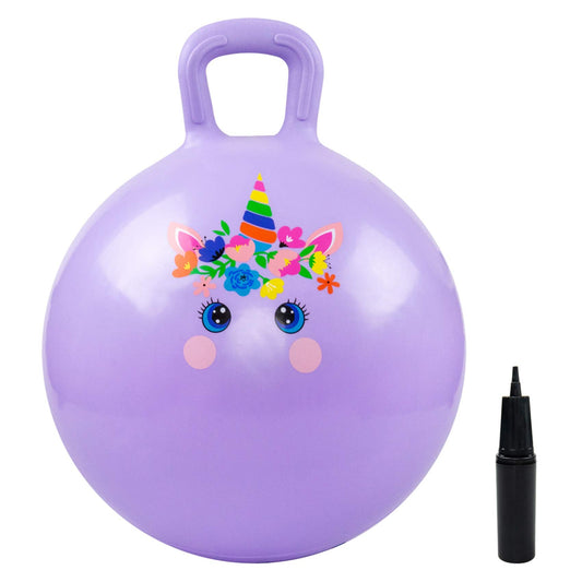 Everich Toy unicorn hopper ball with handle for active play.