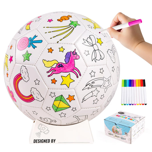 EVERICH TOY unicorn-themed paint-your-own soccer ball for creative play.