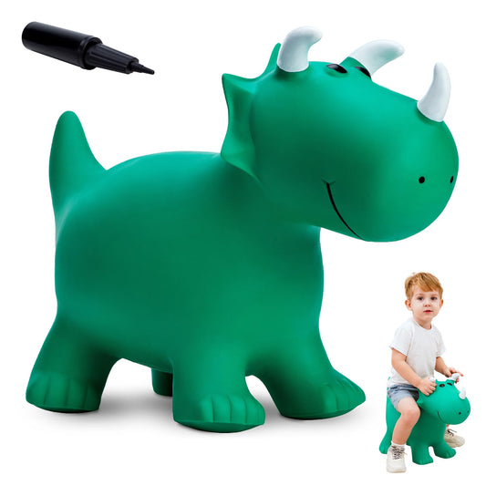 EVERICH TOY Triceratops bouncer front view for indoor/outdoor play and safe fun.