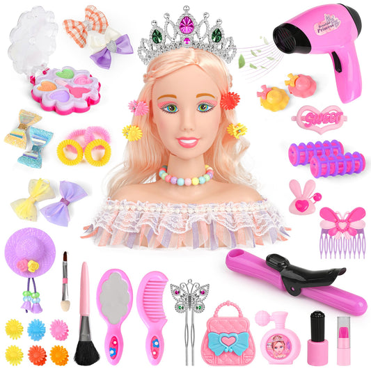 Everideals doll head styling kit highlights the doll head for creative hair design play.