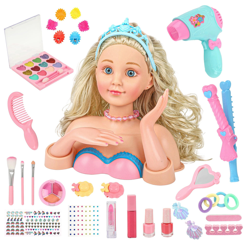 Everideals hair styling doll head set inspires creativity in pretend play.