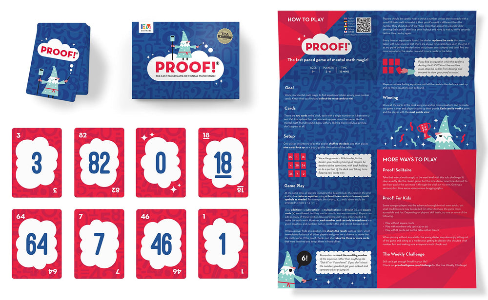 Classroom-friendly Proof! Math Game setup for group activity