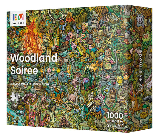 Evermade Woodland Soiree puzzle box — 1000 pieces for focused, relaxing evenings.