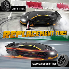 EversaleT RC drift car rubber tires provide strong grip for speed on roads.