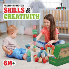 EVERSMART wooden blocks close-up smooth finish supports sensory stacking