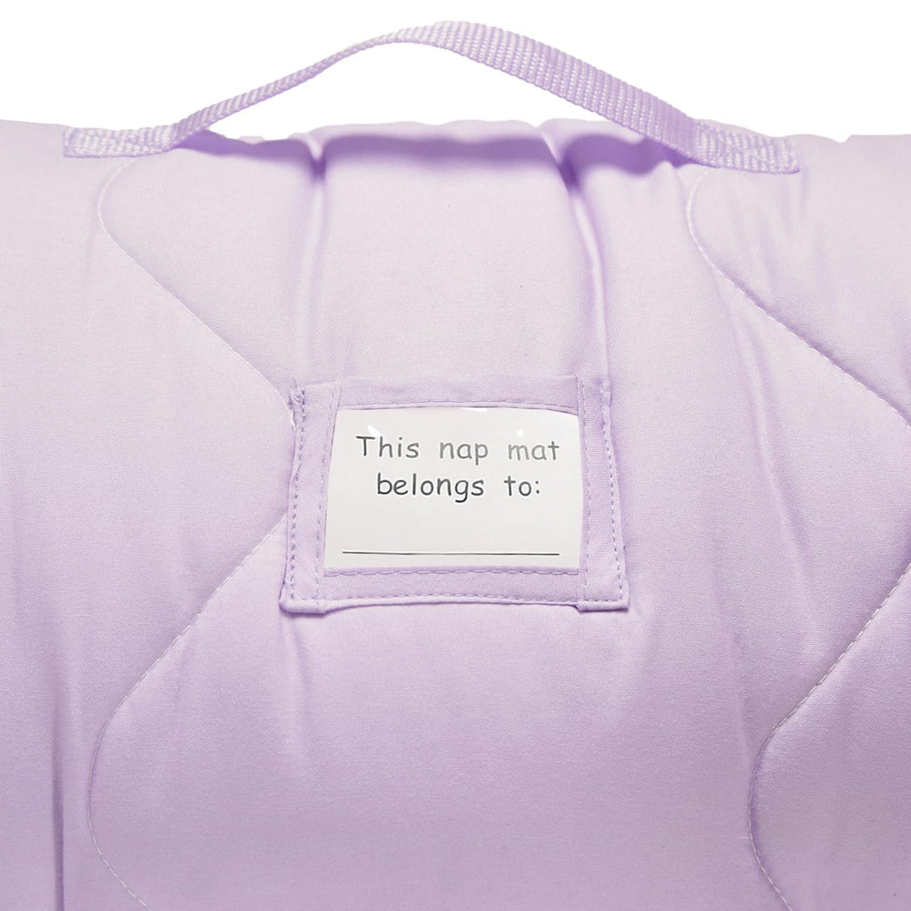 EVERYDAY KIDS nap mat measures 20-by-50 inches with a 31-by-40 blanket.