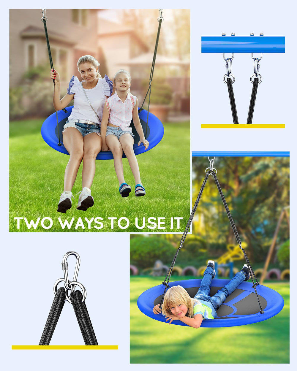 Everyfun easy-assembly circle swing with guide.
