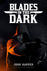 Evil Hat Productions Blades in the Dark cover art evokes moody streets for immersive campaigns.