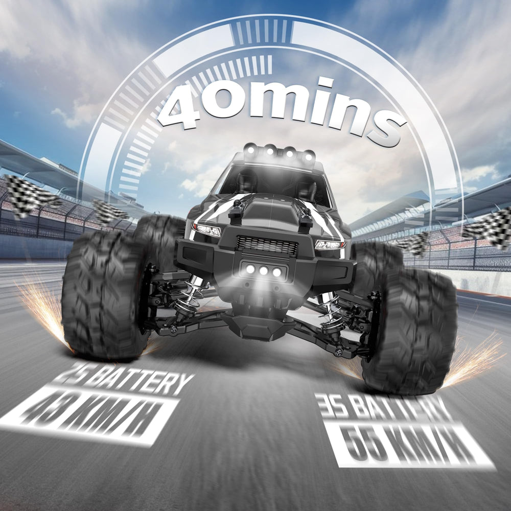 Evmore 1/16 brushless RC car side view emphasizing 4WD stability.