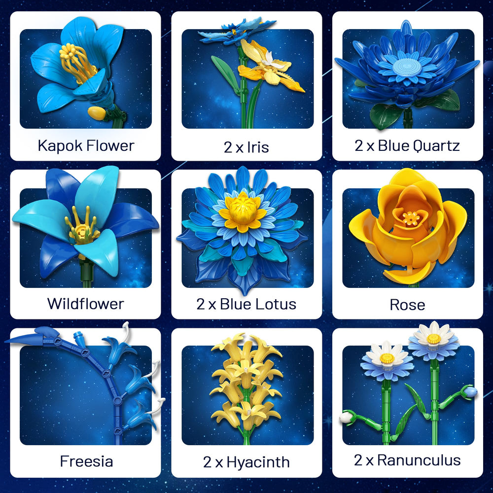 EWED Starry Blooms adjustable stems enable custom vase heights.