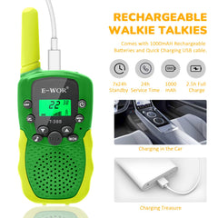E-WOR walkie talkies with built-in flashlight for night-time use