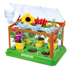 EXBEPE Kids Gardening Kit greenhouse with panoramic roof for easy viewing and learning.
