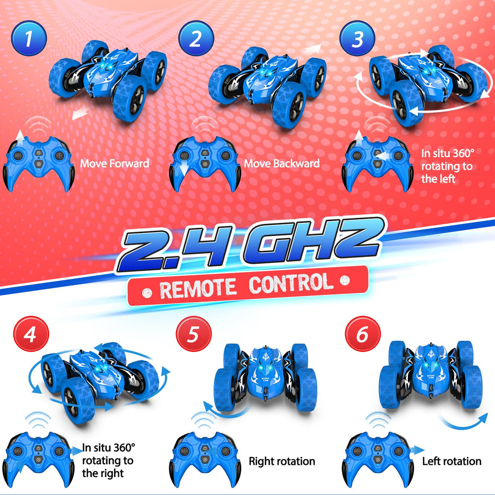 Excitobo RC car performing 360° stunt for exciting indoor sessions