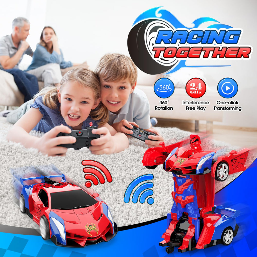 Excitobo Transform RC Car performs dynamic 360-degree spins and drifts for stunt-packed play.