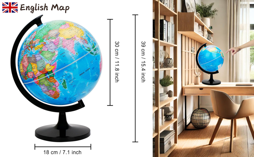 Exerz world globe education display highlighting political boundaries
