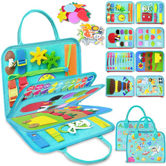 Exorany Busy Board with 8 pages promotes diverse toddler activities.