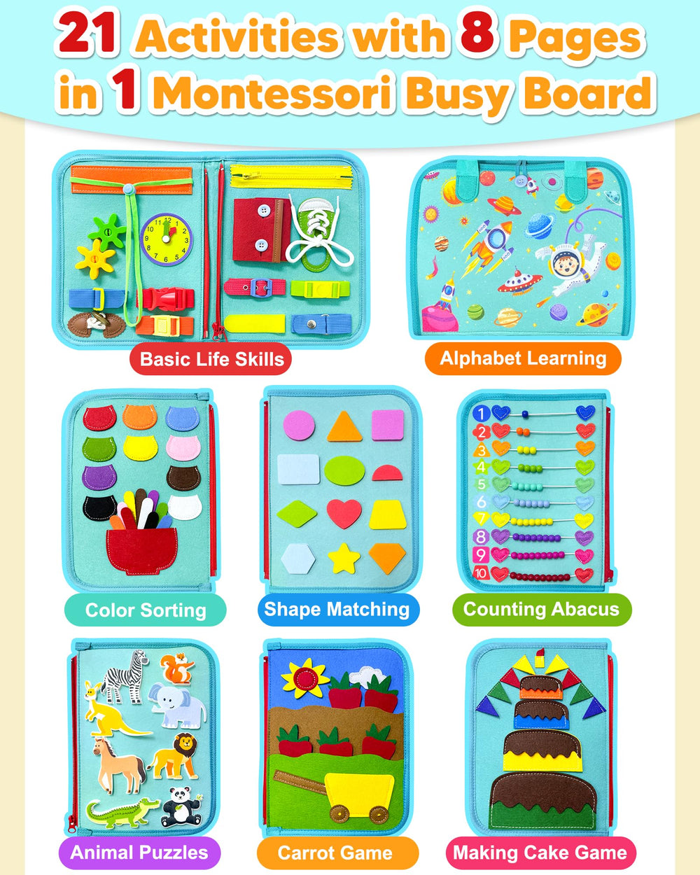 Exorany Busy Board with color sorting and shape matching boosts early cognition.