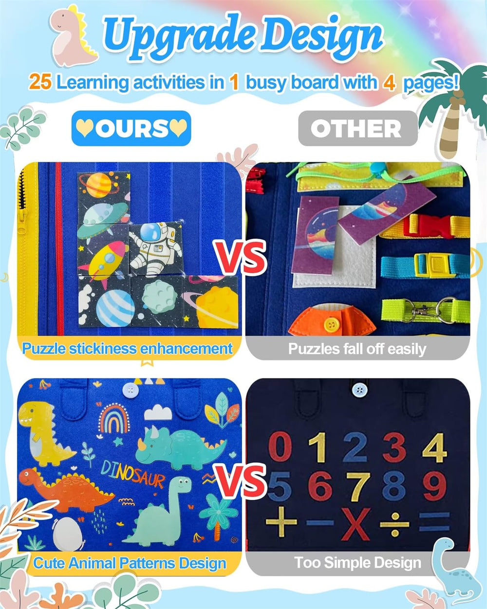 Exorany Busy Board portable with handle for travel and quiet entertainment.