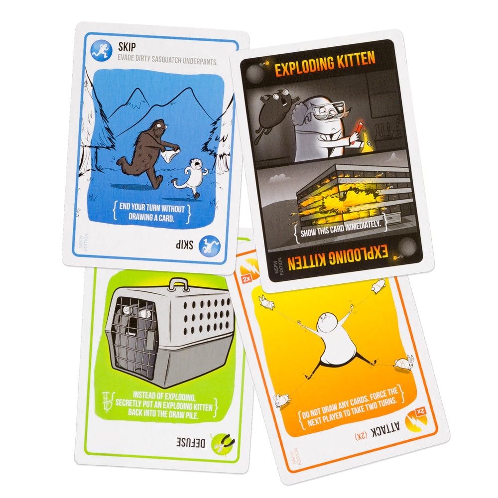 Exploding Kittens NSFW Edition defuse card in action, raising suspense and laughter.