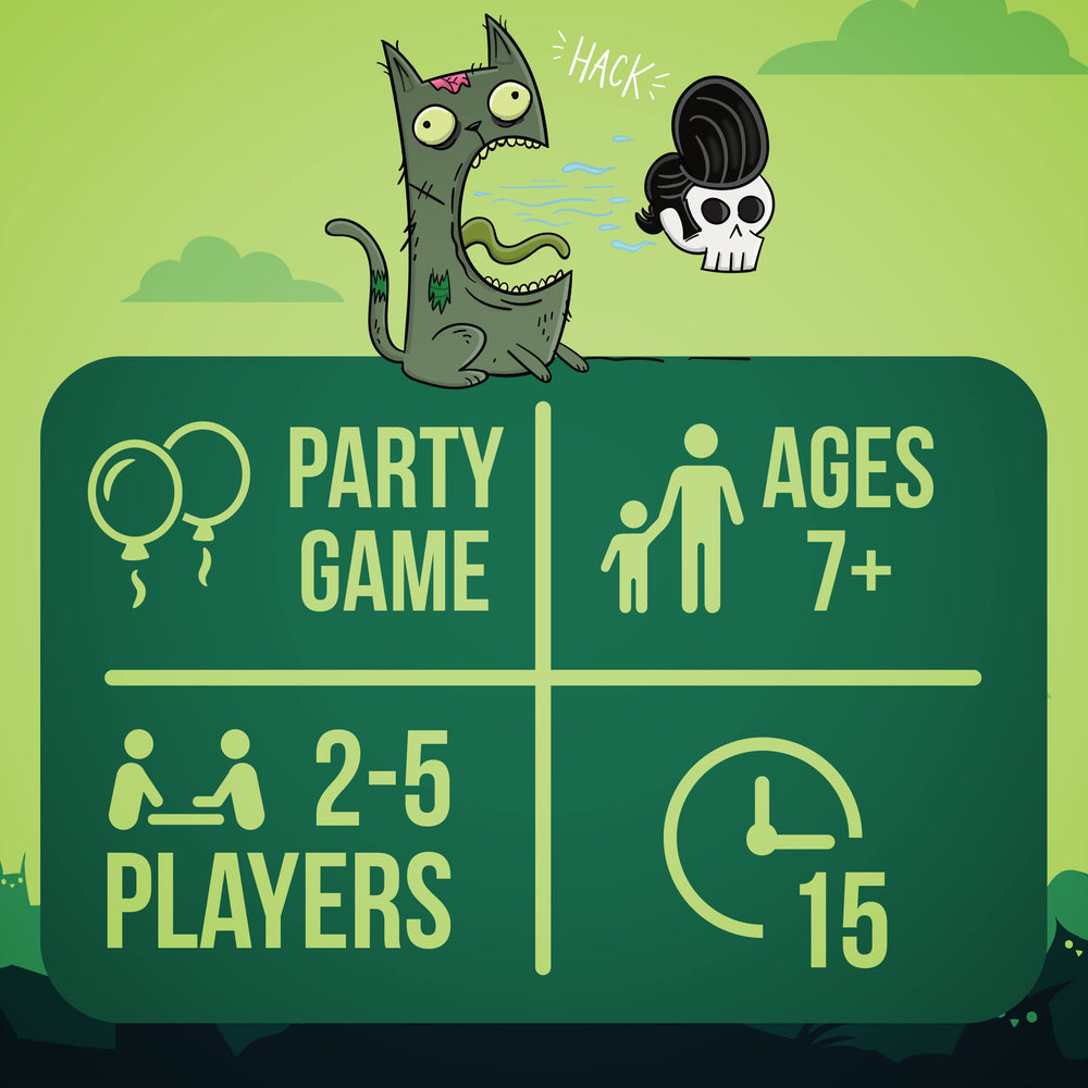 Zombie Kittens cards in hand from Exploding Kittens, ready for quick rounds